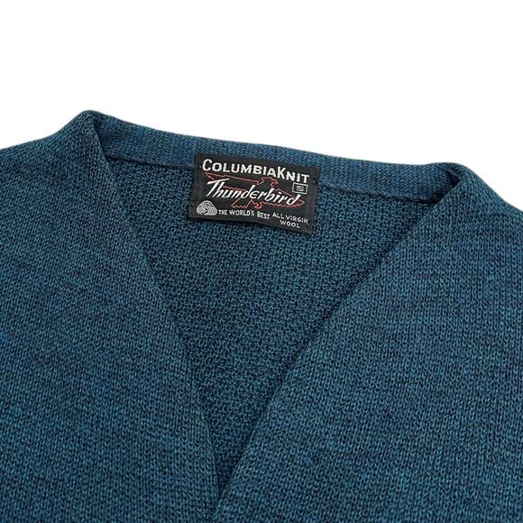 Vintage Columbia Thunderbird Wool Knit Button-down Cardi - Picture 6 of 7